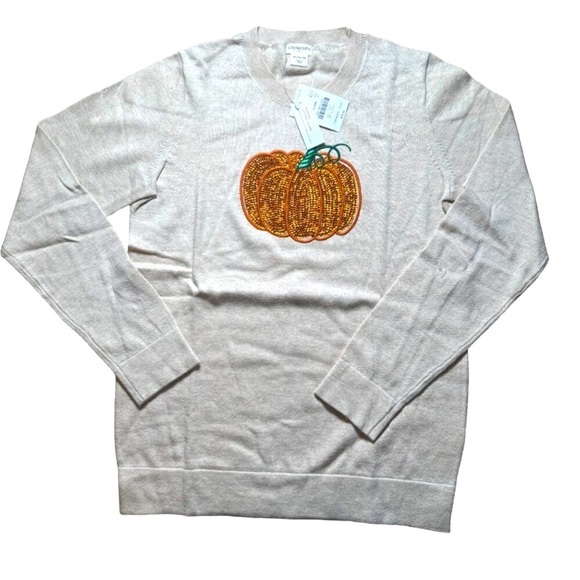 Crewcuts J. Crew Girls' Sequin Pumpkin Teddie (Soft ) Sweater Size XL 12-14 - Picture 5 of 10